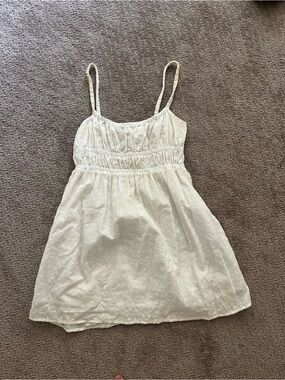 Rhythm. White Eyelet Spaghetti XO-Strap Mini Dress